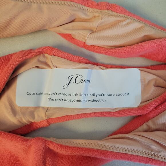 NWT J.Crew Curved Waist Cheeky Bikini Bottom Cotton Terry Salmon Beach Size XL - Picture 5 of 6